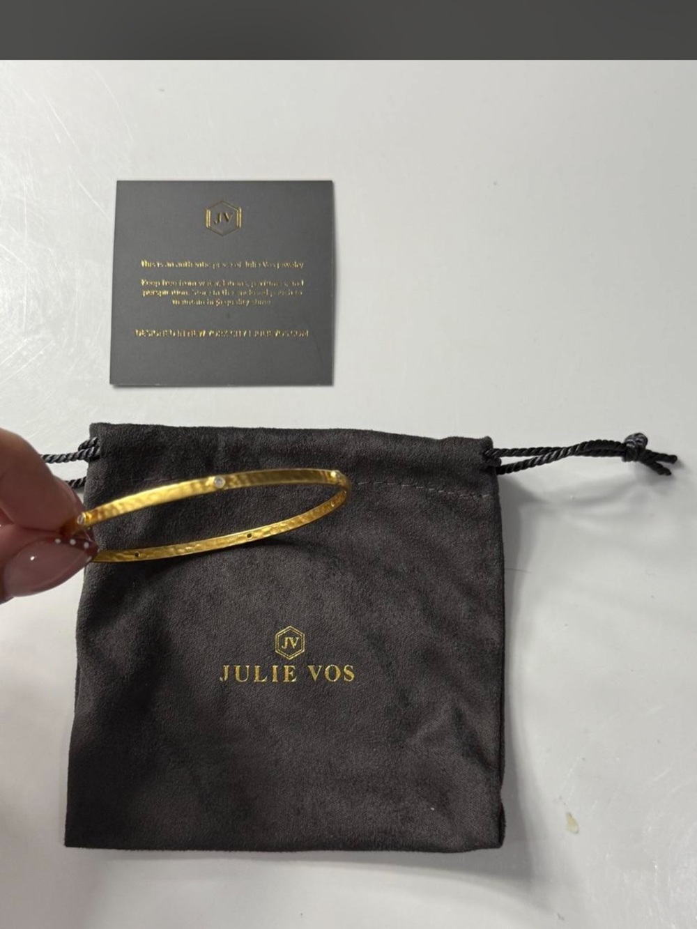 Julie Vos Gold Crescent Stone Bangle Bracelet - Picture 2 of 5